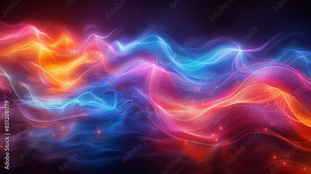 Dynamic photo of light trails from a spinning LED poi, creating colorful, fluid shapes that seem to dance in the darkness. Abstract Backgrounds Illustration, Minimalism, Dynamic photo of light trails from a spinning LED poi, creating colorful, fluid shapes that seem to dance in the darkness. Abstract Backgrounds Illustration, Minimalism,
