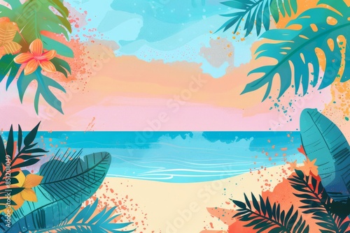A vector summer beach tropical paradise
