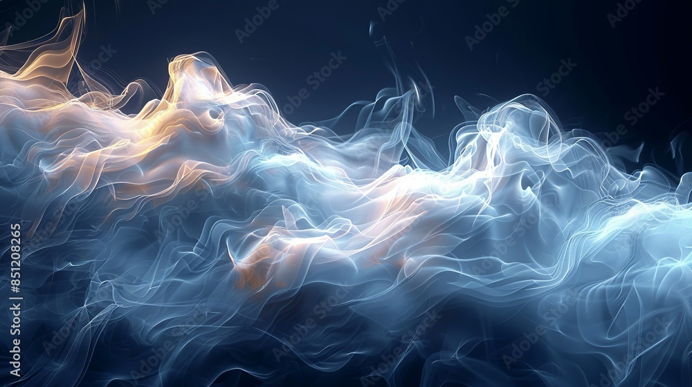 Obraz premium Abstract image of flowing smoke trails, backlit to highlight their sinuous, delicate forms and intricate details. Abstract Backgrounds Illustration, Minimalism,