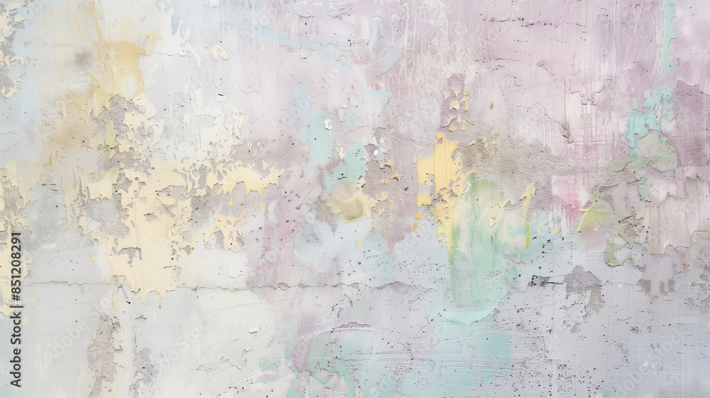 Rustic Textured Wall with Spring Blossoms Color Washing Technique. Aged effect. Palette of lilac, baby pink, yellow, pale green and blue, with subtle variations in hue and tonality. High-resolution. Rustic Textured Wall with Spring Blossoms Color Washing Technique. Aged effect. Palette of lilac, baby pink, yellow, pale green and blue, with subtle variations in hue and tonality. High-resolution.