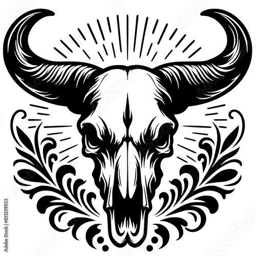 Bull head skull silhouette