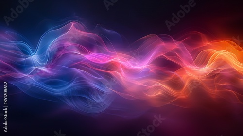 Dynamic photo of light painting with a variety of colors, forming fluid, ribbon-like trails against a dark background. Abstract Backgrounds Illustration, Minimalism, photo
