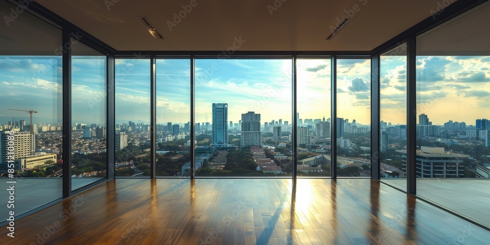 Fototapeta premium Cityscape View from a Modern Apartment
