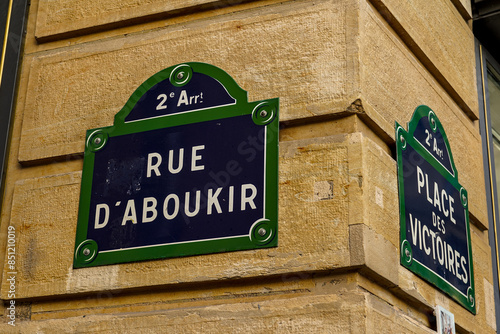 Fototapeta Naklejka Na Ścianę i Meble -  typical street name sign  from Paris , Rue d'Aboukir