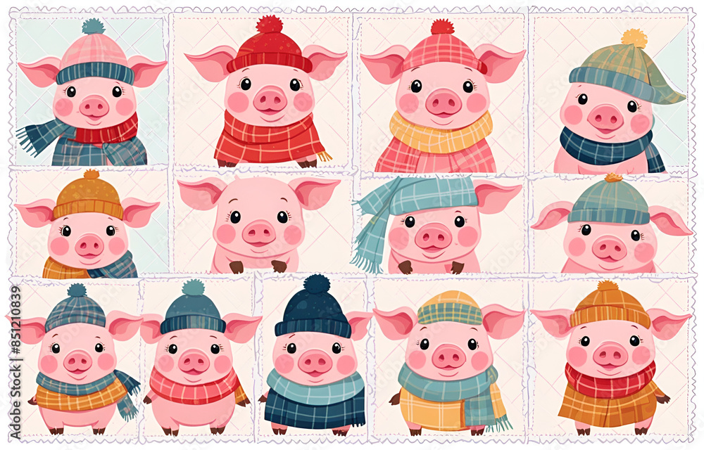 Pet pigs, Cartoonpigs wearing hats and necklaces
,Duoge Comics. Multi grid emoticons, multiple animal avatars and expressions Pet pigs, Cartoonpigs wearing hats and necklaces
,Duoge Comics. Multi grid emoticons, multiple animal avatars and expressions