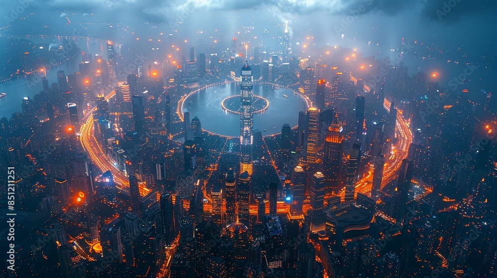 Abstract aerial view of a city at night, where the lights create a dazzling array of patterns and shapes that capture the vibrancy and energy of urban life. Abstract Backgrounds Illustration, Abstract aerial view of a city at night, where the lights create a dazzling array of patterns and shapes that capture the vibrancy and energy of urban life. Abstract Backgrounds Illustration,