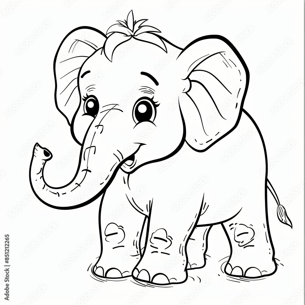 Fototapeta premium cartoon of a Elephant children coloring book page