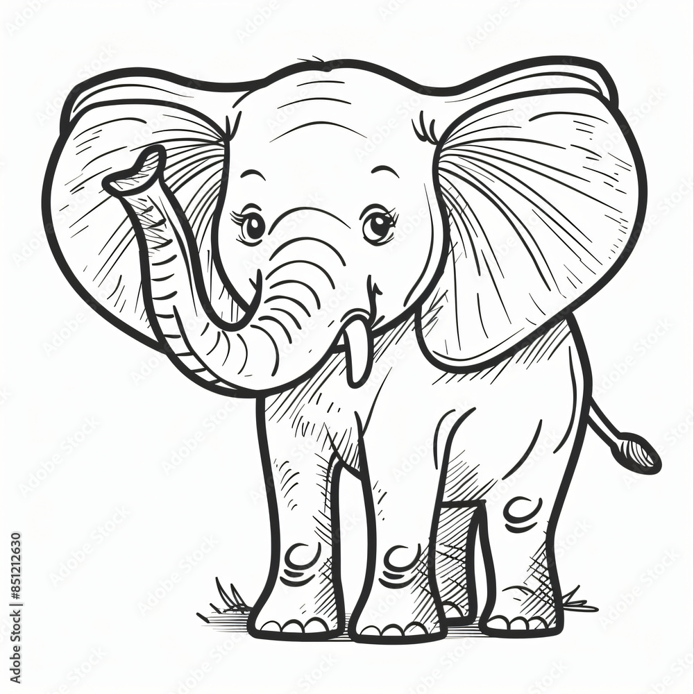 cartoon of a Elephant children coloring book page cartoon of a Elephant children coloring book page