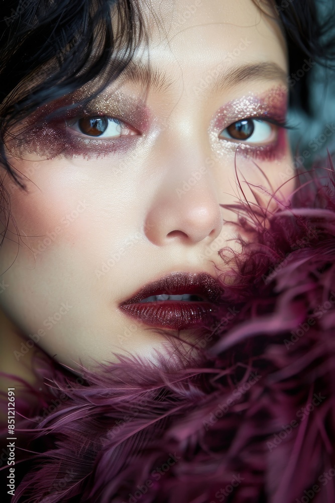 fashion portrait of a Asian supermodel wearing an avant garde gown fashion portrait of a Asian supermodel wearing an avant garde gown