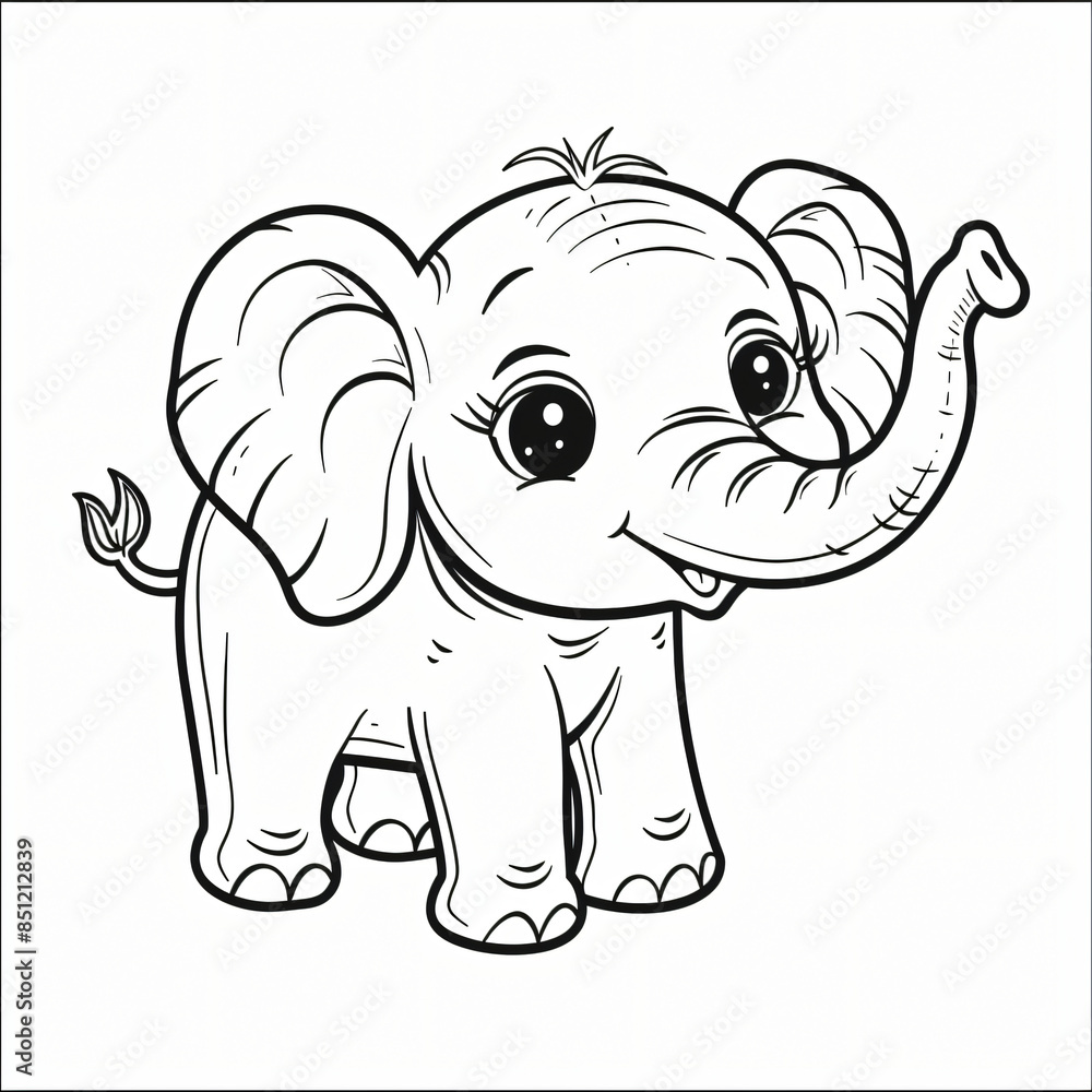 cartoon of a Elephant children coloring book page cartoon of a Elephant children coloring book page