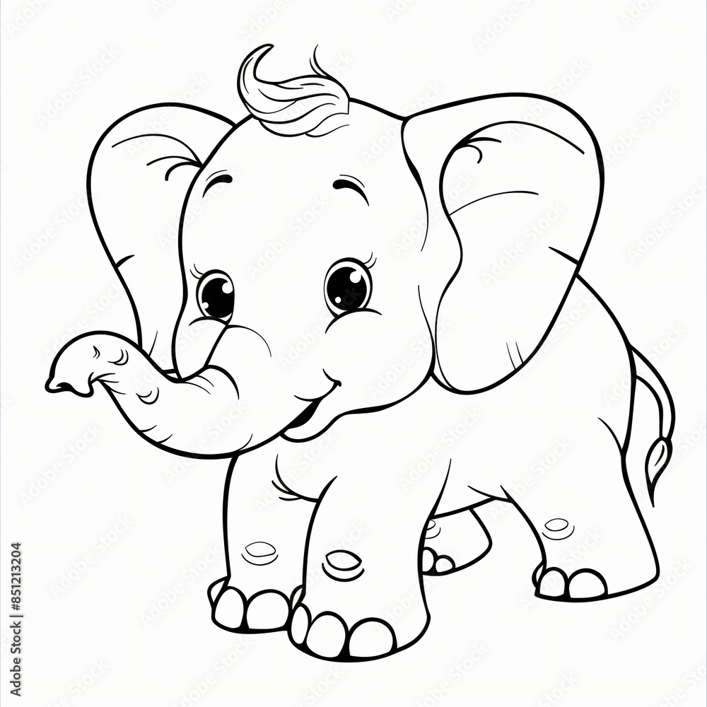 Fototapeta premium cartoon of a Elephant children coloring book page