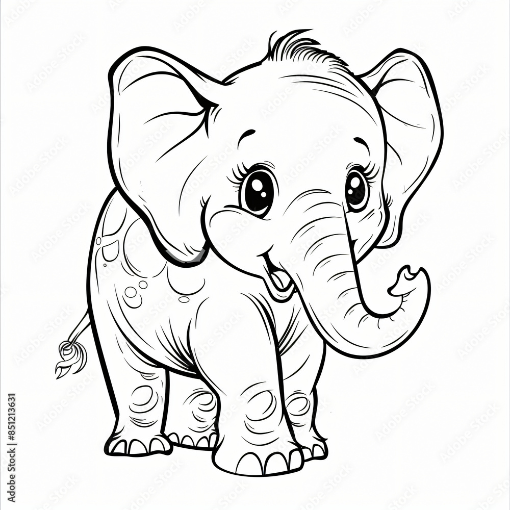 cartoon of a Elephant children coloring book page cartoon of a Elephant children coloring book page