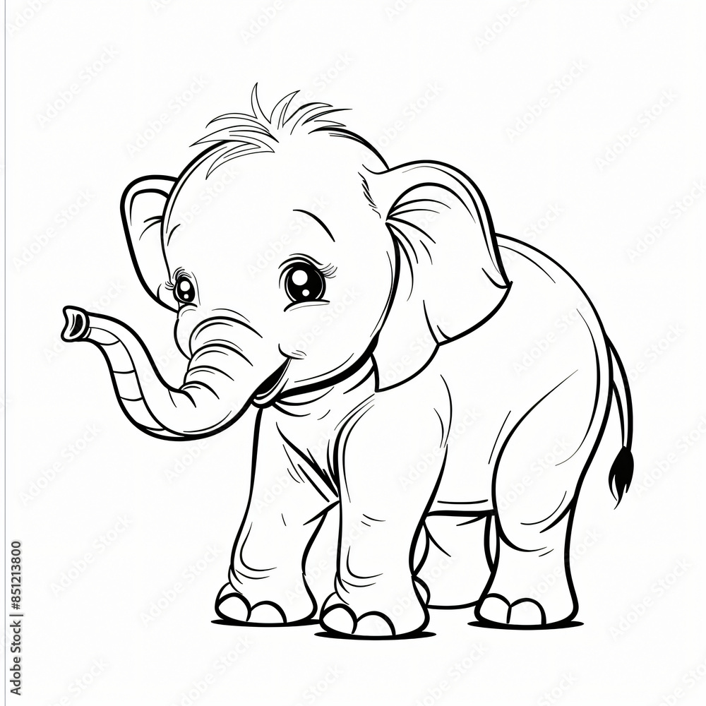 Fototapeta premium cartoon of a Elephant children coloring book page