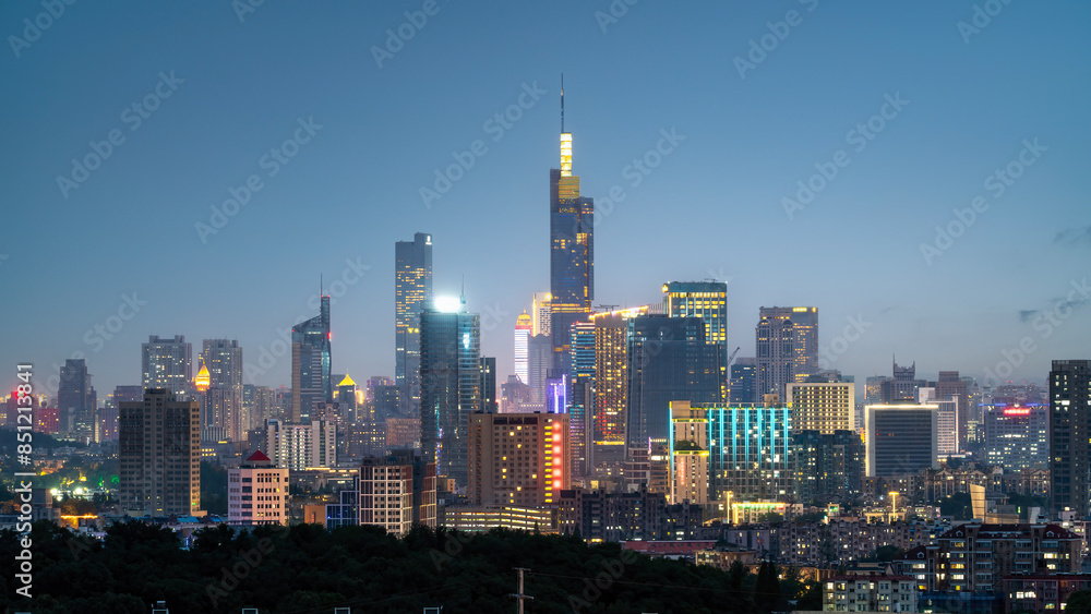 Obraz premium Illuminated Evening City Skyline
