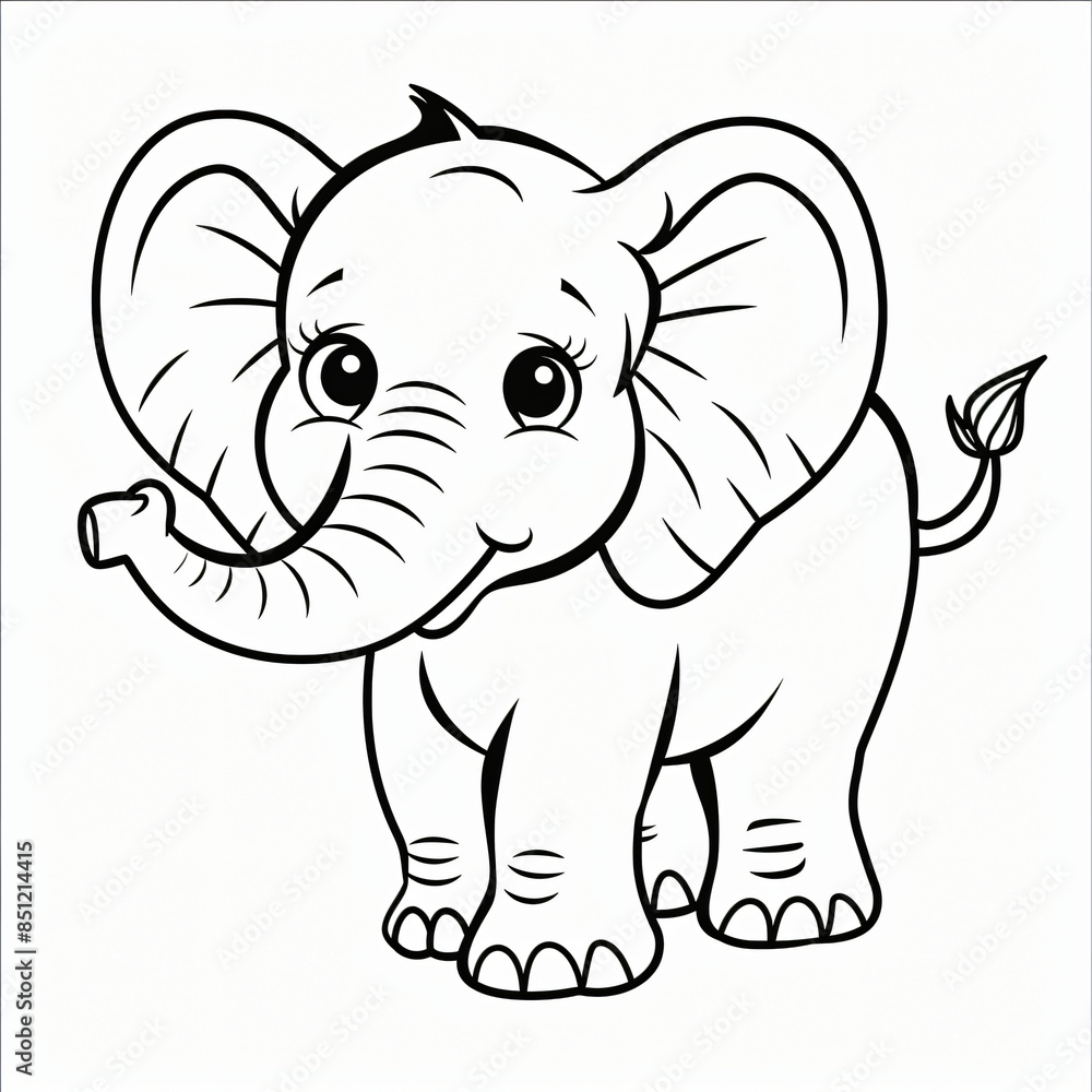cartoon of a Elephant children coloring book page cartoon of a Elephant children coloring book page
