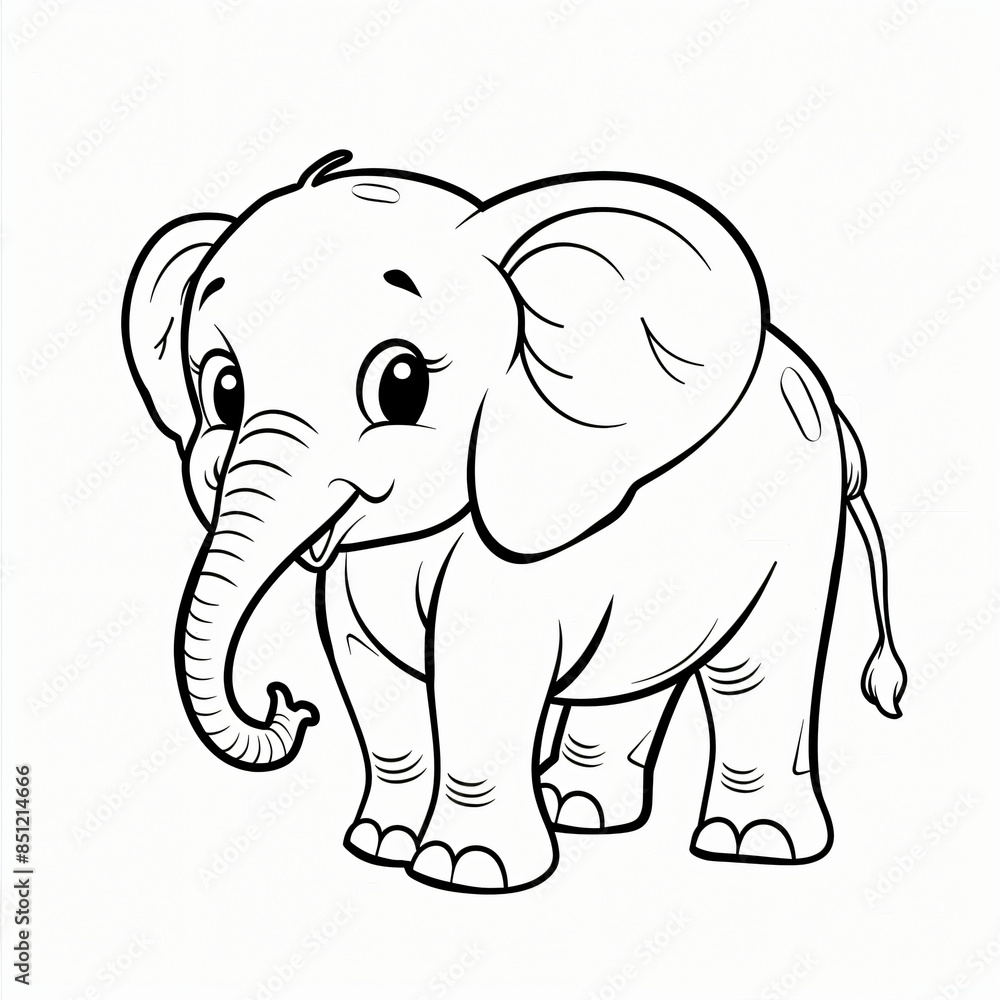 Obraz premium cartoon of a Elephant children coloring book page
