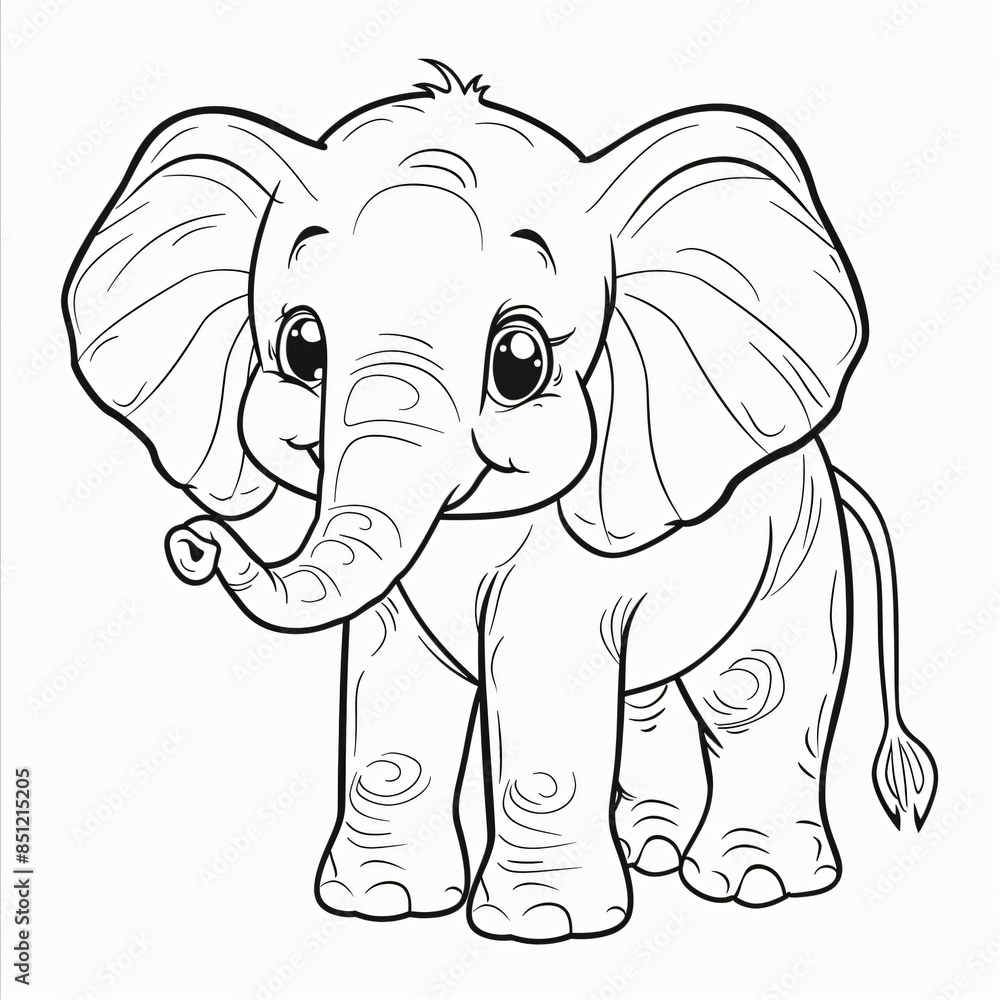 cartoon of a Elephant children coloring book page cartoon of a Elephant children coloring book page