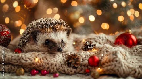 Hedgehog Embracing the Holiday Spirit photo