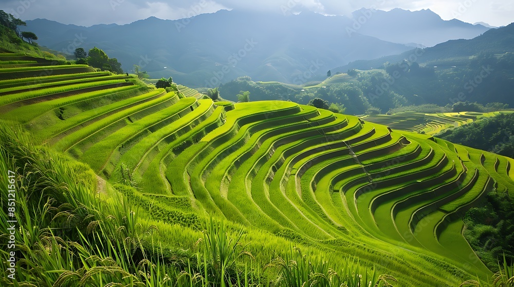 Tranquil Terraced Rice Fields: A Visual Ode to Global Agricultural Practices and Sustainability Tranquil Terraced Rice Fields: A Visual Ode to Global Agricultural Practices and Sustainability