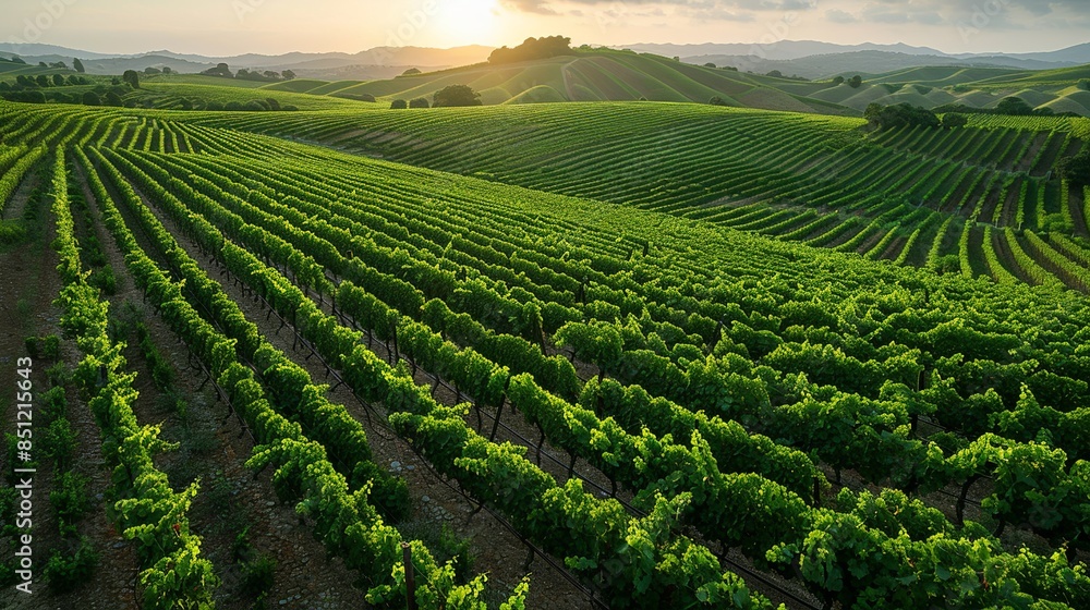Detailed aerial shot of a vineyard, where the orderly rows of grapevines create a striking pattern that contrasts with the natural undulations of the surrounding landscape. Abstract Backgrounds Detailed aerial shot of a vineyard, where the orderly rows of grapevines create a striking pattern that contrasts with the natural undulations of the surrounding landscape. Abstract Backgrounds