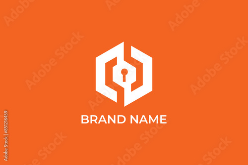 letter C hexagon home key hole lock logo, letter D C shield logo, letter CC modern business logo for construction or real estate, key hole lock logo