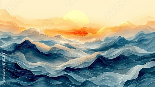 A dynamic, abstract background with hand-drawn elements of wind and water, capturing movement and the essence of natural forces. Abstract Backgrounds Illustration, Minimalism,