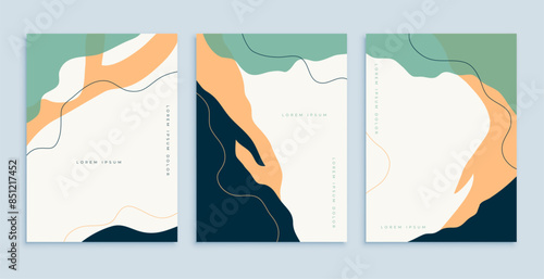 set of abstract line pattern postern for modern backdrop