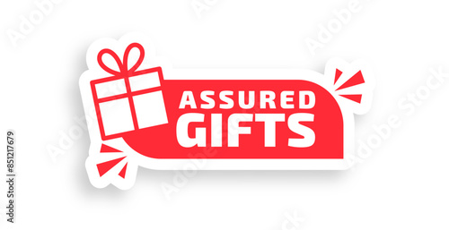 assured free gifts sticker background with giftbox design