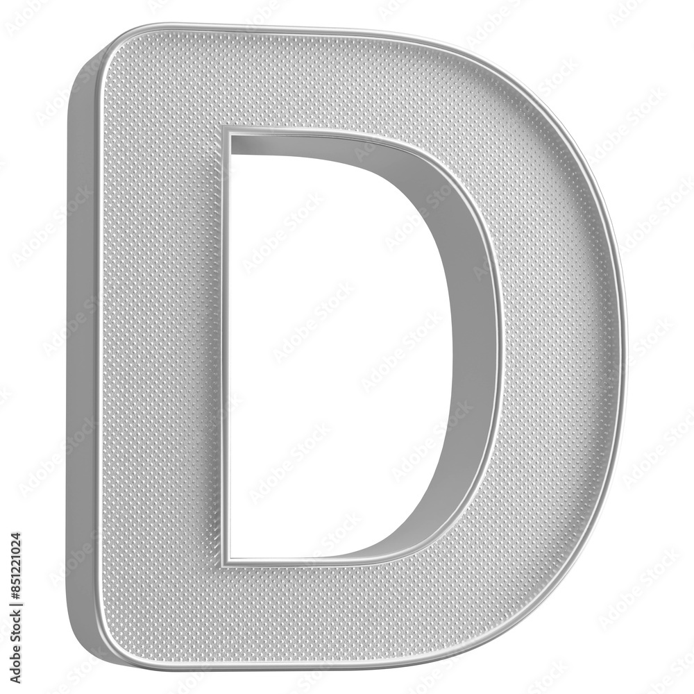 Silver 3D Font Letter D uppercase Silver 3D Font Letter D uppercase