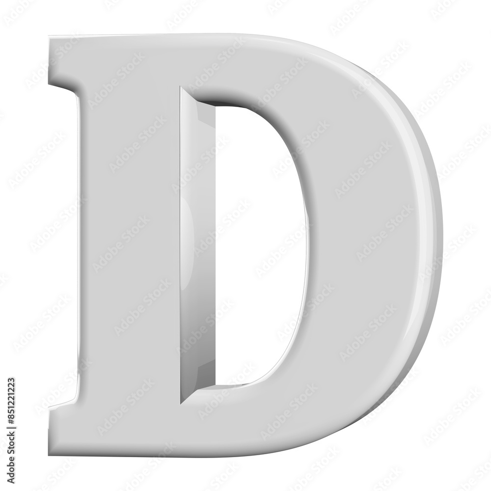 Silver 3D Font Letter D uppercase Silver 3D Font Letter D uppercase