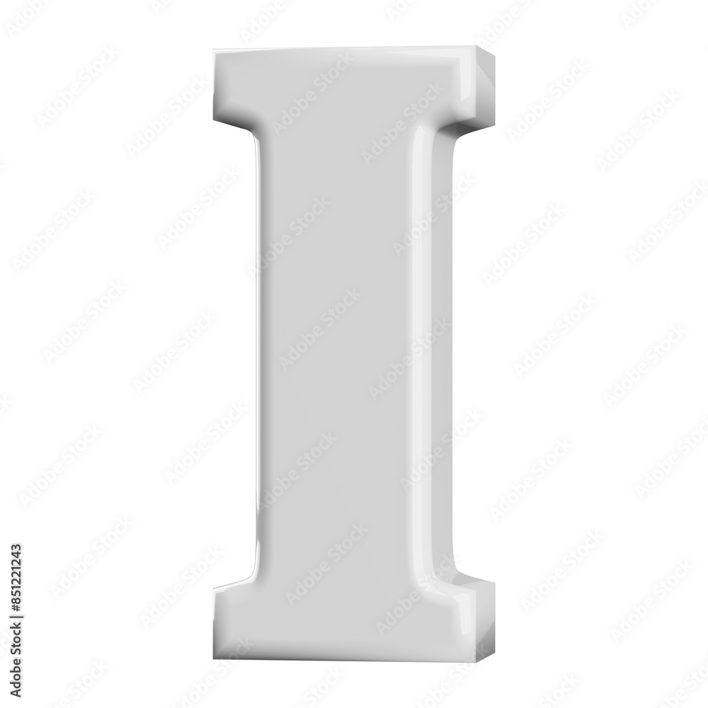 Silver 3D Font Letter I uppercase Silver 3D Font Letter I uppercase