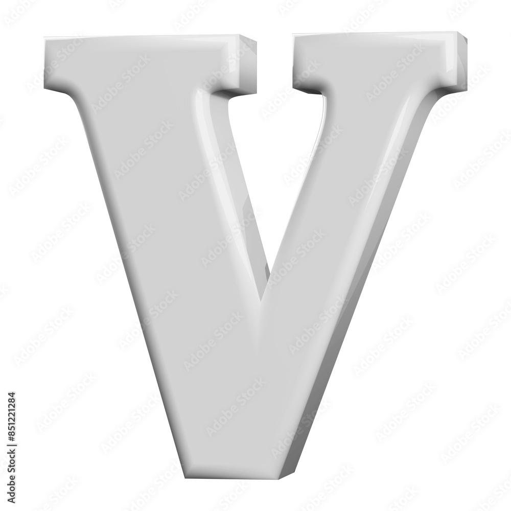 Silver 3D Font Letter V uppercase Silver 3D Font Letter V uppercase