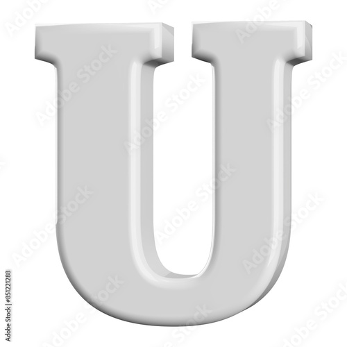 Silver 3D Font Letter U uppercase