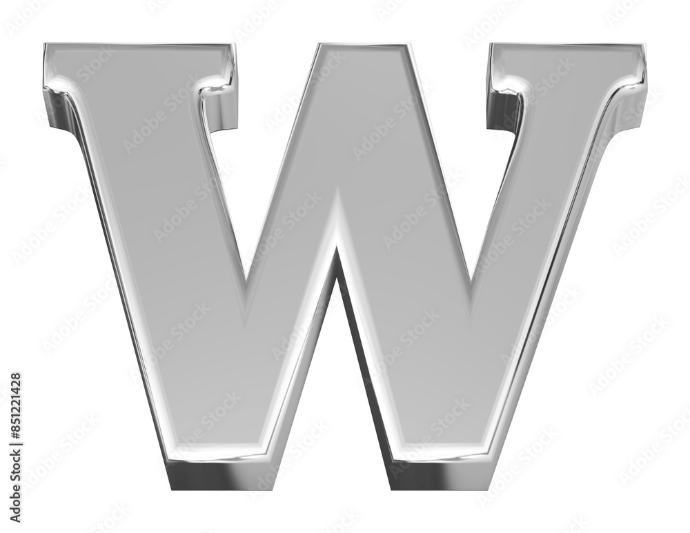 Silver 3D Font Letter W uppercase Silver 3D Font Letter W uppercase