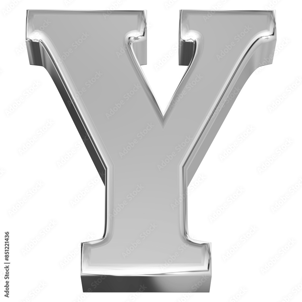 Silver 3D Font Letter Y uppercase Silver 3D Font Letter Y uppercase