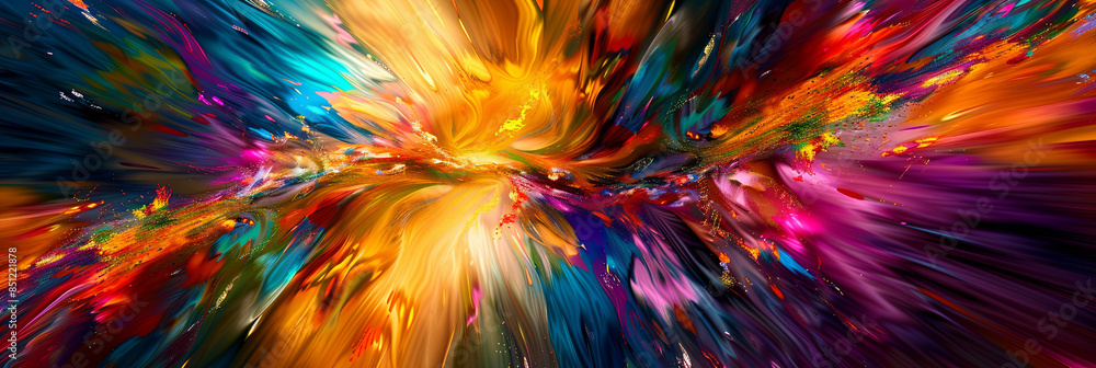 Obraz premium vibrant explosion of colors, swirling and blending in an abstract composition, generative AI