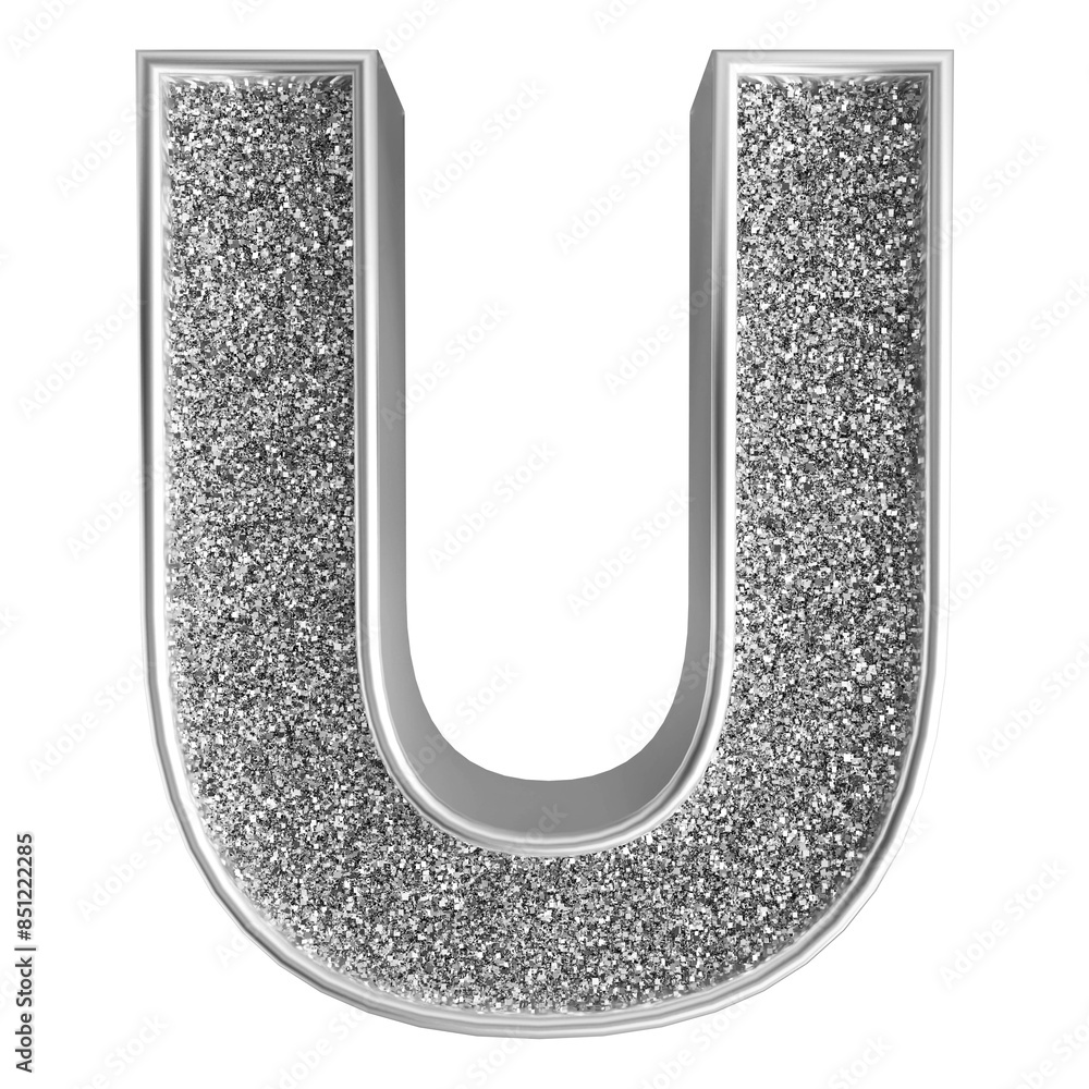 Silver 3D Font Letter U uppercase Silver 3D Font Letter U uppercase