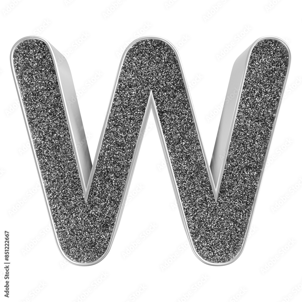 Silver 3D Font Letter W uppercase Silver 3D Font Letter W uppercase