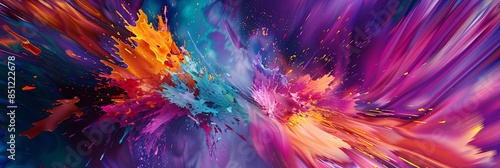 vibrant explosion of colors, swirling and blending in an abstract composition, generative AI