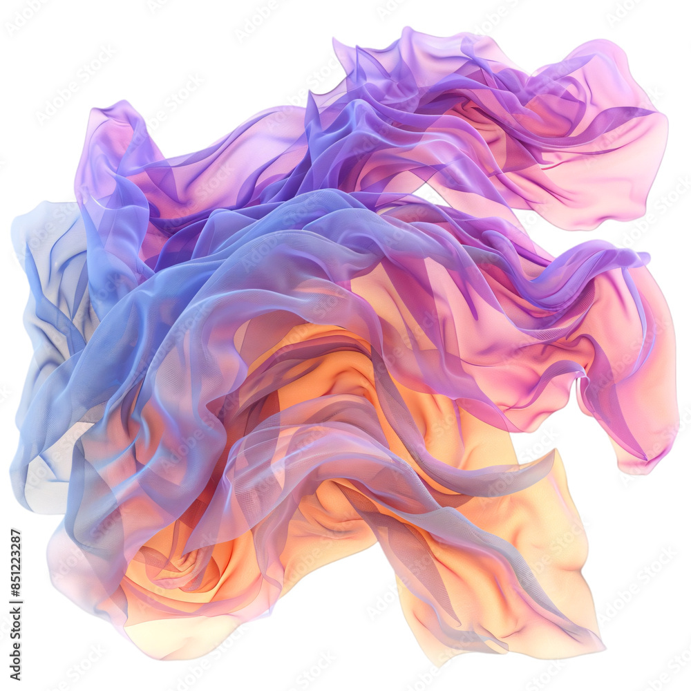 Obraz premium Flying Fabric Pastel Tone transparent background