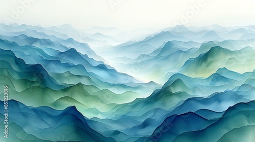 Soothing abstract background with soft gradients of blue and green, creating a calming and peaceful visual effect reminiscent of a serene ocean or landscape. Abstract Backgrounds Illustration,