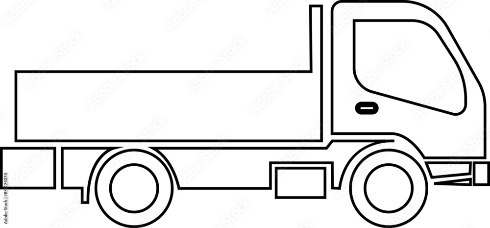 Fast moving shipping delivery truck line vector icon for transportation ...
