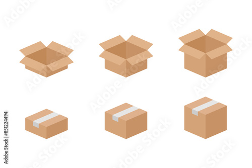 Cardboard Box Vector with several options suitable for various design templates