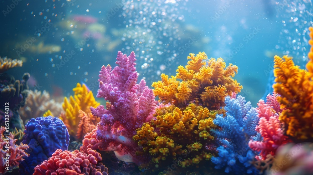 Naklejka premium Vibrant Coral Reef Underwater Scene