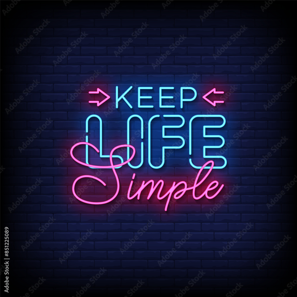 keep life simple neon Sign on brick wall background vector keep life simple neon Sign on brick wall background vector