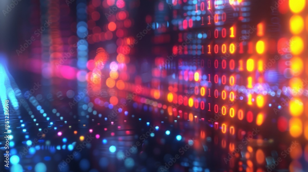 Abstract Digital Background with Binary Code and Colorful Lights Abstract Digital Background with Binary Code and Colorful Lights