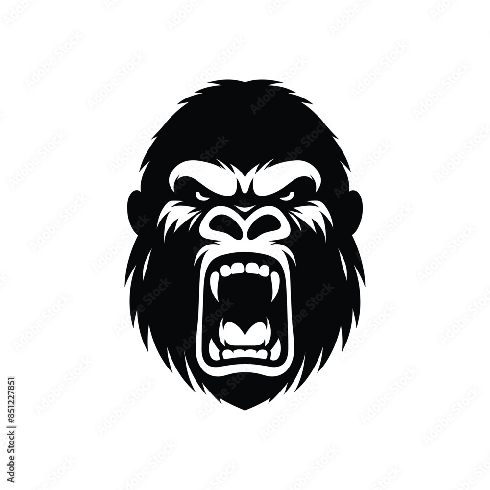 Strong Gorilla Angry Face Mascot Design - Muscular Ape in Hoodie Logo Strong Gorilla Angry Face Mascot Design - Muscular Ape in Hoodie Logo