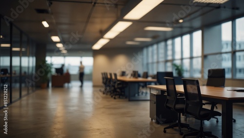 Wallpaper Mural Blurred background of a light modern office, business style extra wide backdrop. Torontodigital.ca