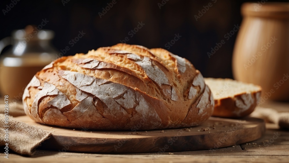 Bread, traditional sourdough bread cut into slices on a rustic wooden background, close-up, top view, copy space Concept of traditional leavened bread baking methods. Bread, traditional sourdough bread cut into slices on a rustic wooden background, close-up, top view, copy space Concept of traditional leavened bread baking methods.
