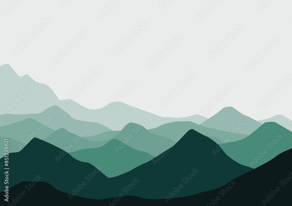 Naklejka premium Mountains panorama illustration design for background.